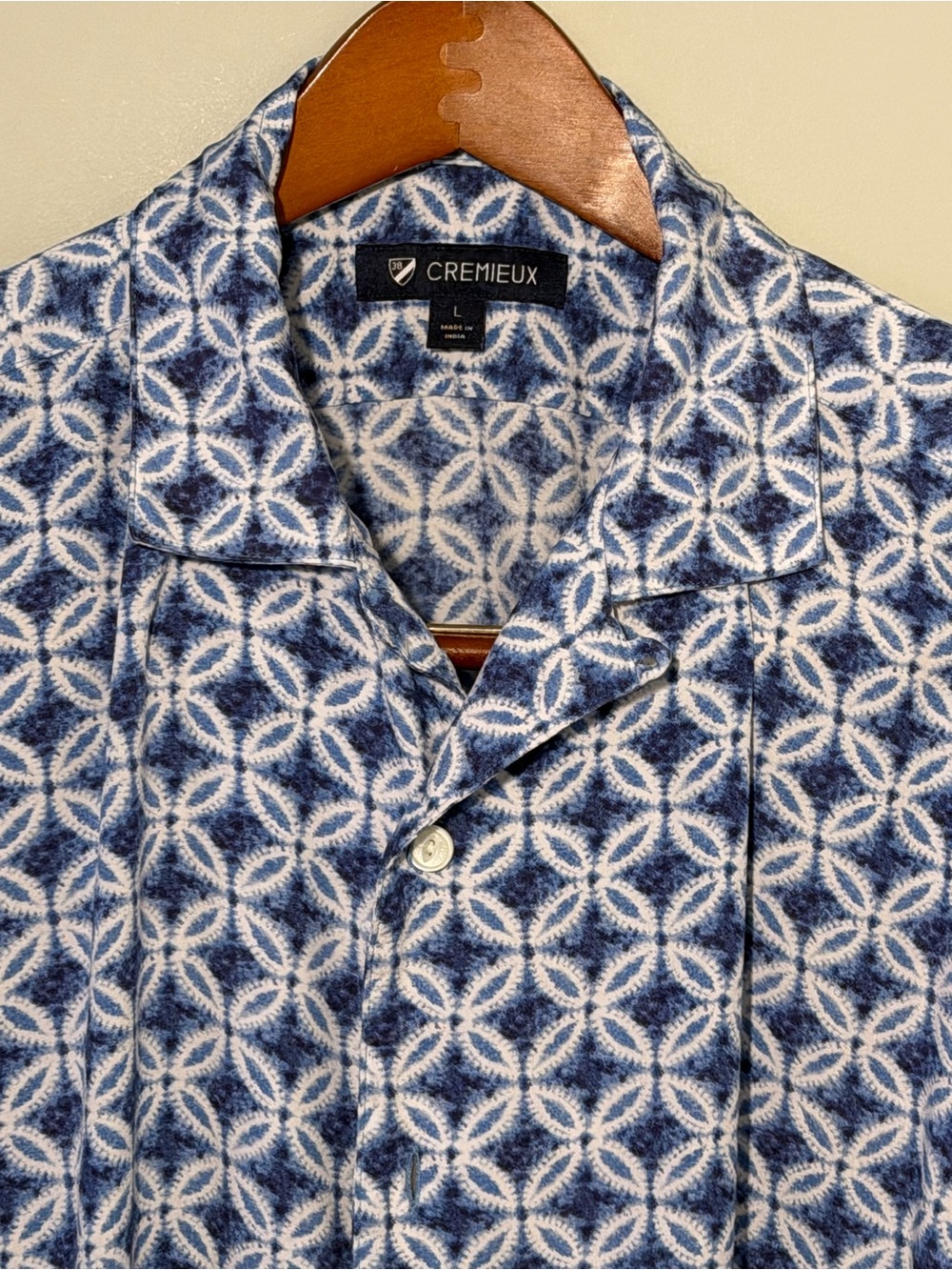 Daniel Cremieux Men's Blue Patterned Short-Sleeve Camp Shirt 100% Rayon
